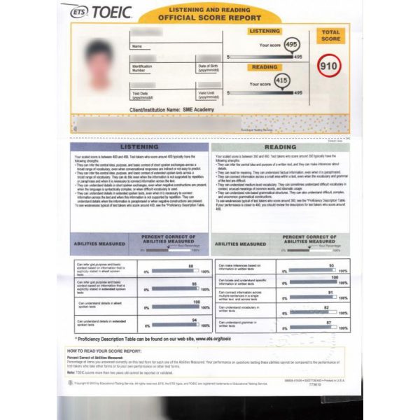 TOEIC certificate - Image 4